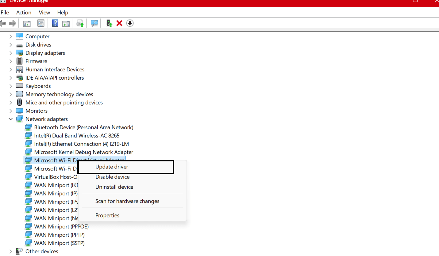 Update Wi-Fi drivers in Windows 10/11 using Device Manager to fix Wi-Fi Not Connecting / No Internet