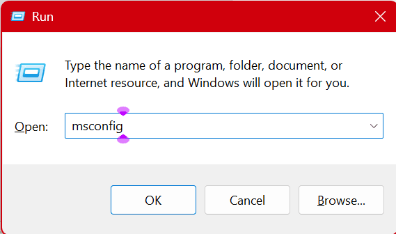 Open System Configuration using Windows + R and typing msconfig in Windows 10/11