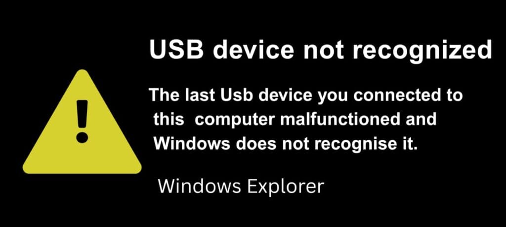 USB Device Not Recognized error message in Windows 10/11