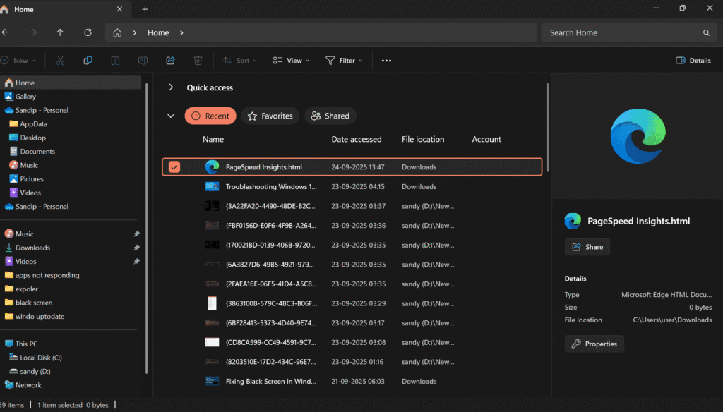 Windows 11 File Explorer Home View to Check Folder Size in Windows 11