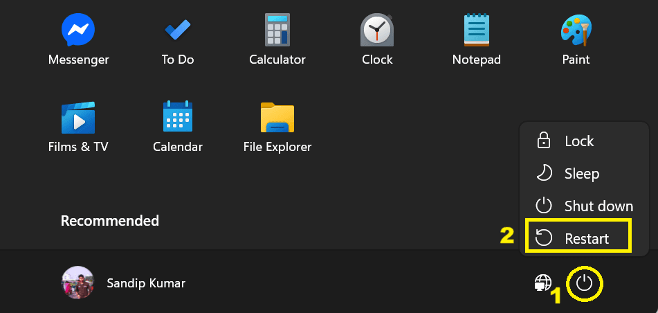 Restart button in Windows to fix Apps Not Responding issue