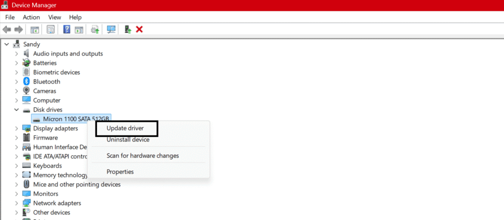 Fix Windows Explorer Not Responding by updating drivers from Device Manager in Windows 10/11