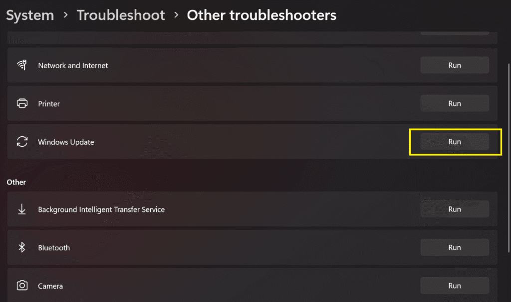 Windows Update Troubleshooter running to fix update stuck issues in Windows 10/11