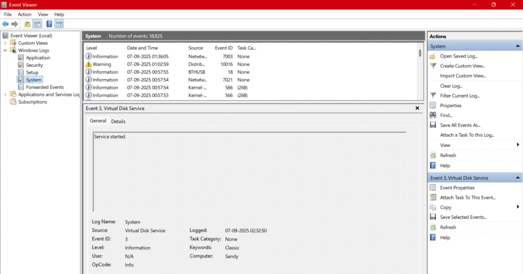 Screenshot of Windows Event Viewer log showing Blue Screen of Death (BSOD) error details