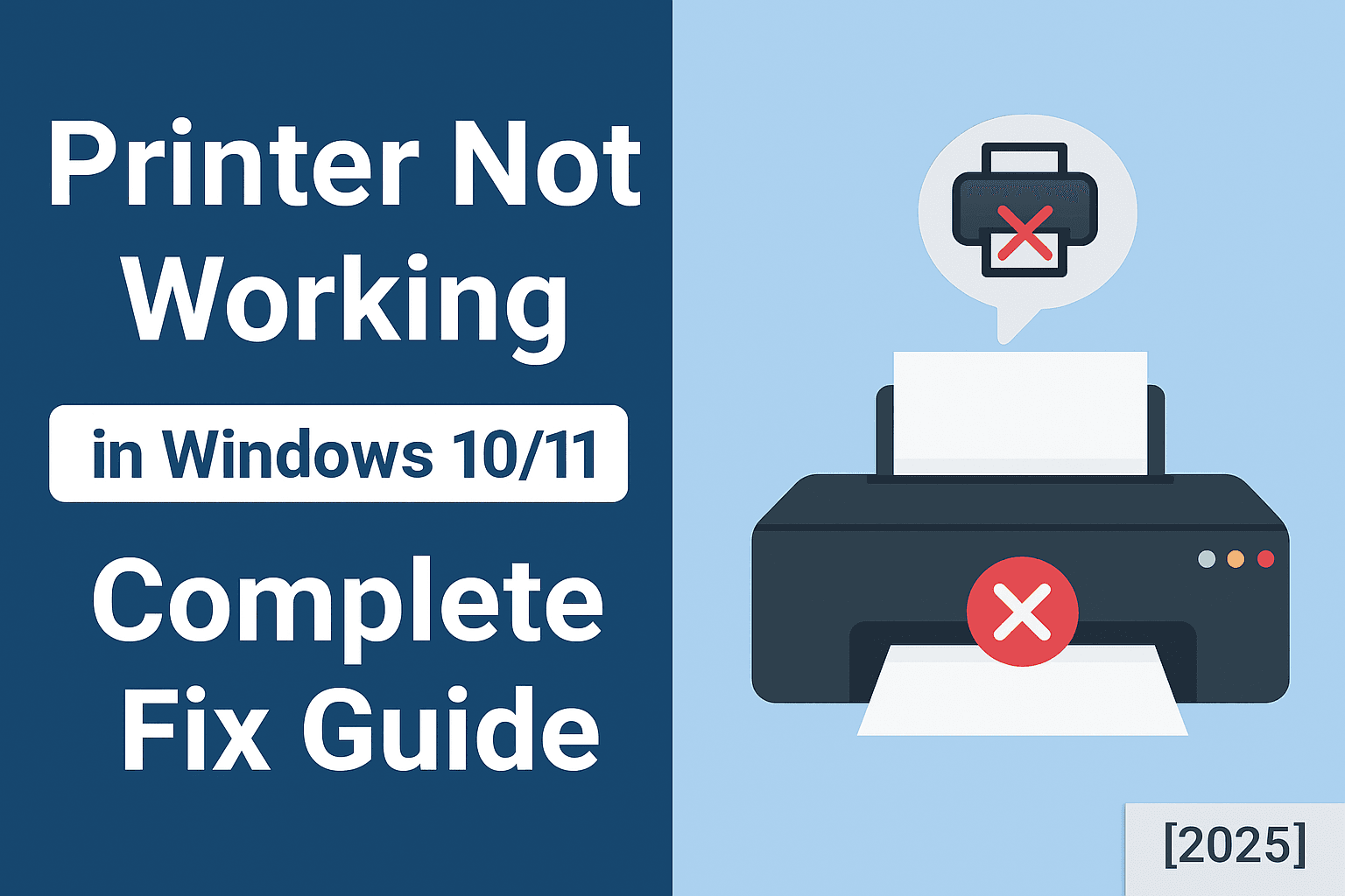 Printer not working error on a Windows 10 computer