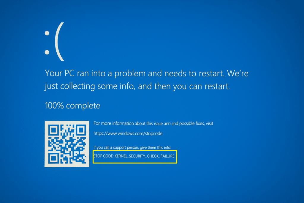 Blue Screen of Death showing a Stop Code error